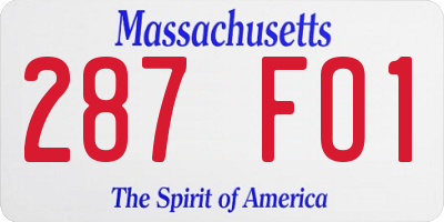 MA license plate 287FO1