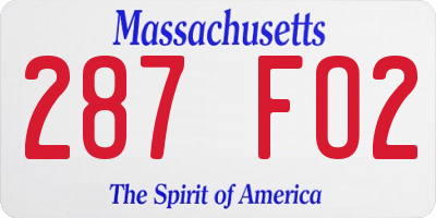 MA license plate 287FO2