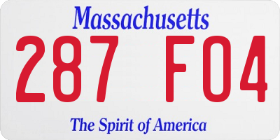 MA license plate 287FO4