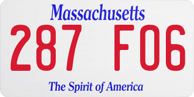 MA license plate 287FO6