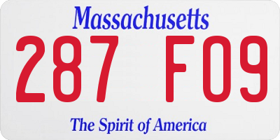 MA license plate 287FO9