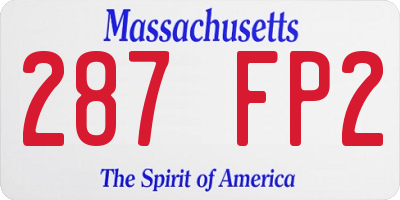 MA license plate 287FP2