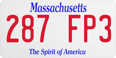 MA license plate 287FP3