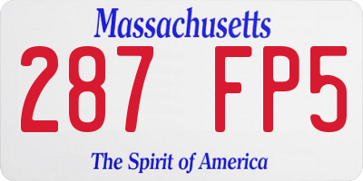 MA license plate 287FP5