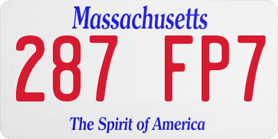 MA license plate 287FP7