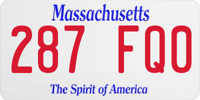 MA license plate 287FQ0