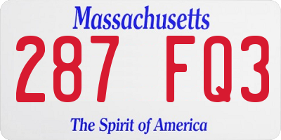 MA license plate 287FQ3