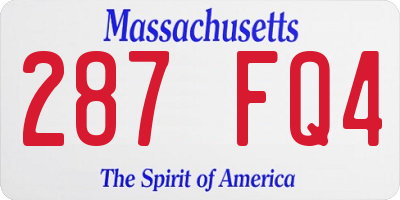 MA license plate 287FQ4