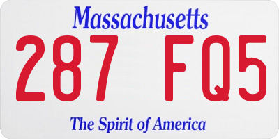 MA license plate 287FQ5