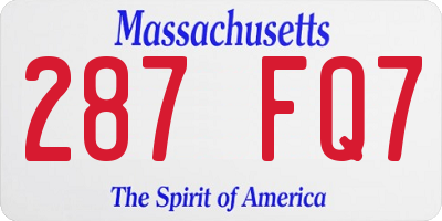 MA license plate 287FQ7