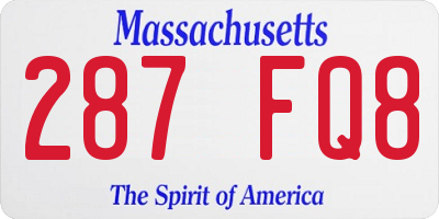 MA license plate 287FQ8