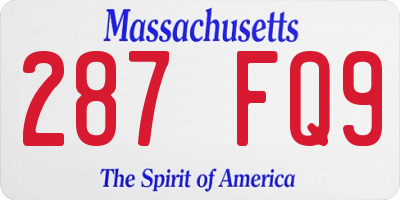 MA license plate 287FQ9