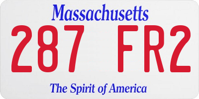 MA license plate 287FR2