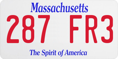 MA license plate 287FR3