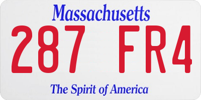 MA license plate 287FR4