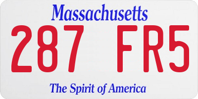 MA license plate 287FR5