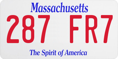 MA license plate 287FR7