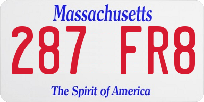 MA license plate 287FR8