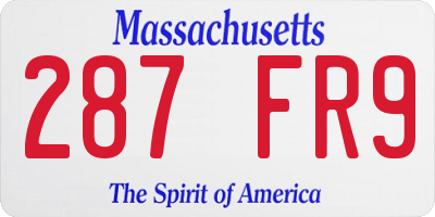 MA license plate 287FR9