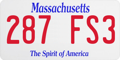 MA license plate 287FS3