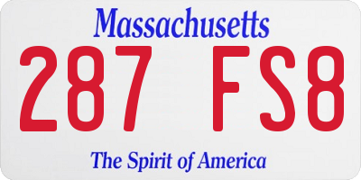 MA license plate 287FS8