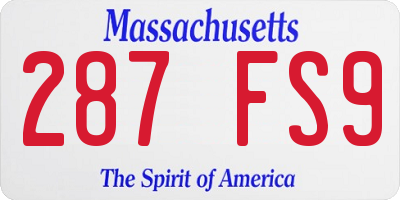 MA license plate 287FS9
