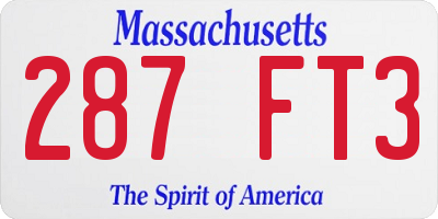 MA license plate 287FT3