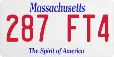 MA license plate 287FT4
