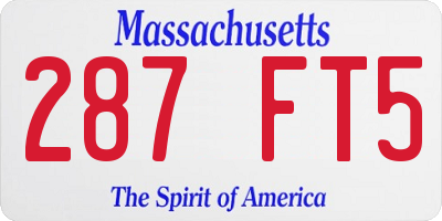 MA license plate 287FT5