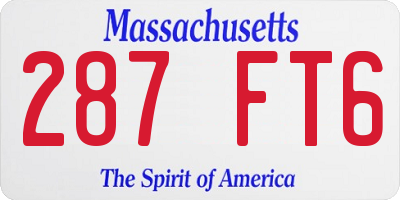 MA license plate 287FT6