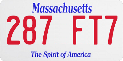 MA license plate 287FT7
