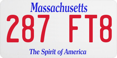 MA license plate 287FT8