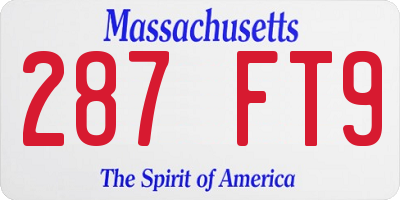 MA license plate 287FT9