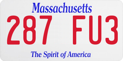 MA license plate 287FU3