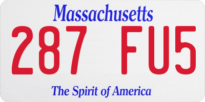 MA license plate 287FU5