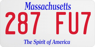 MA license plate 287FU7