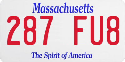MA license plate 287FU8
