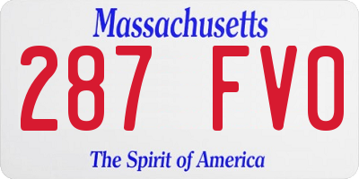 MA license plate 287FV0