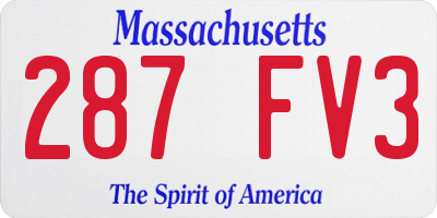 MA license plate 287FV3