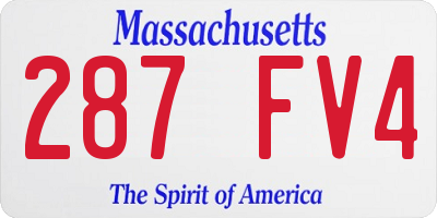 MA license plate 287FV4