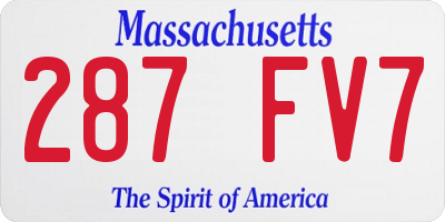 MA license plate 287FV7