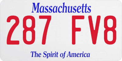 MA license plate 287FV8