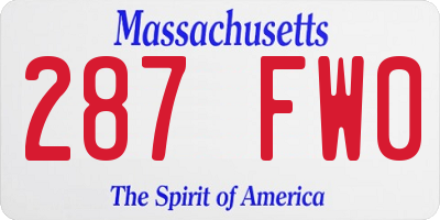 MA license plate 287FW0