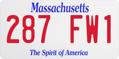 MA license plate 287FW1