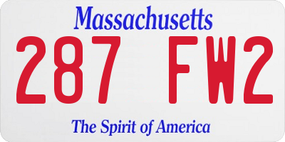 MA license plate 287FW2