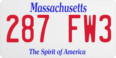 MA license plate 287FW3