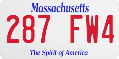 MA license plate 287FW4