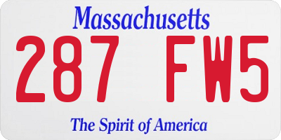 MA license plate 287FW5