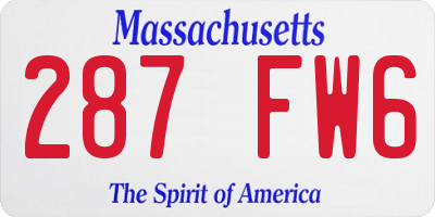 MA license plate 287FW6