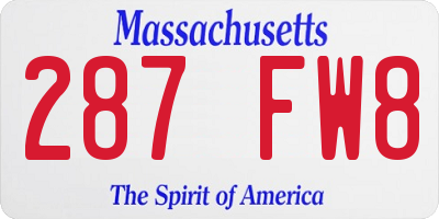 MA license plate 287FW8
